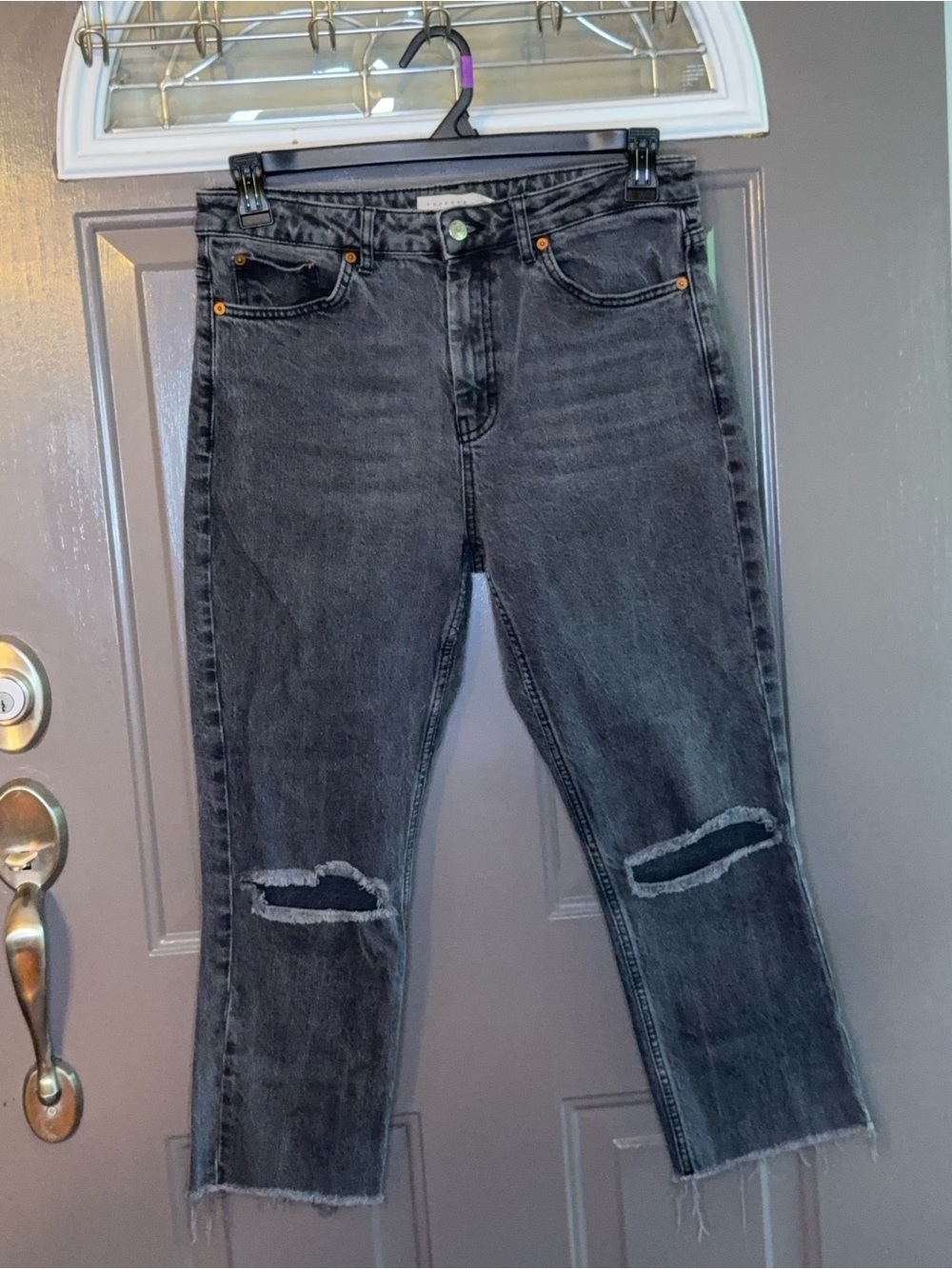 Top-shop Washed Black High-Rise Jeans